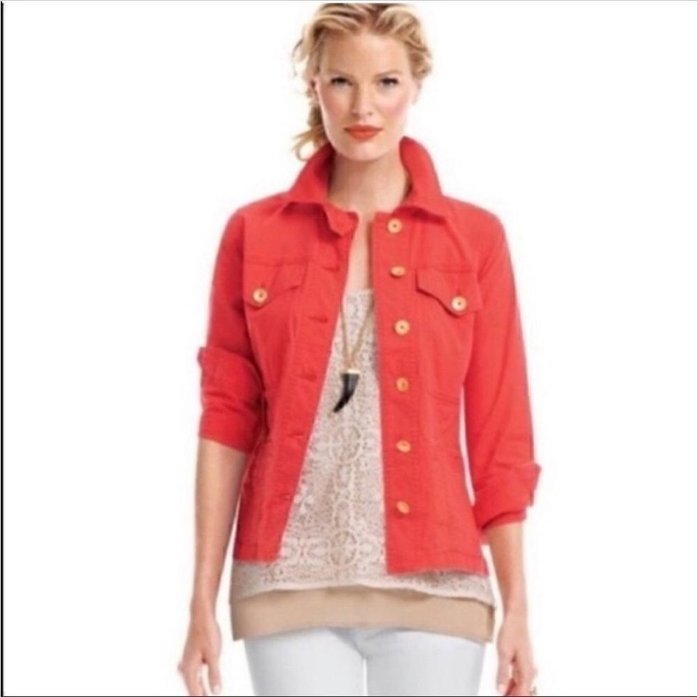Cabi Red Taylor Ruffle Back Jacket - Picture 9 of 10